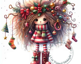 風変わりなクリスマスガールクリップアート 12 JPG 気まぐれな女の子の