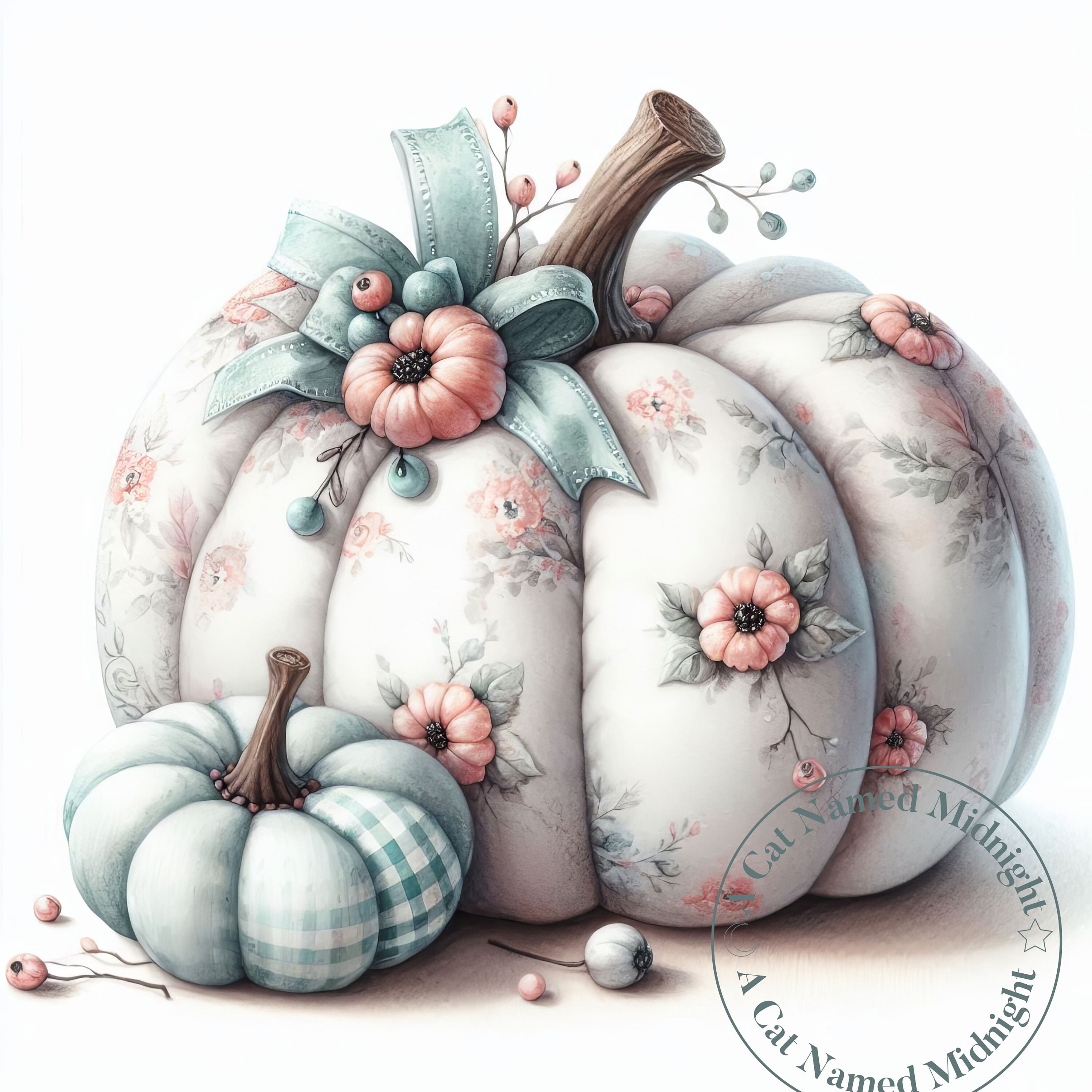 Watercolor Pumpkin Clipart 10 Images Shabby Chic Pumpkins Fall Floral ...