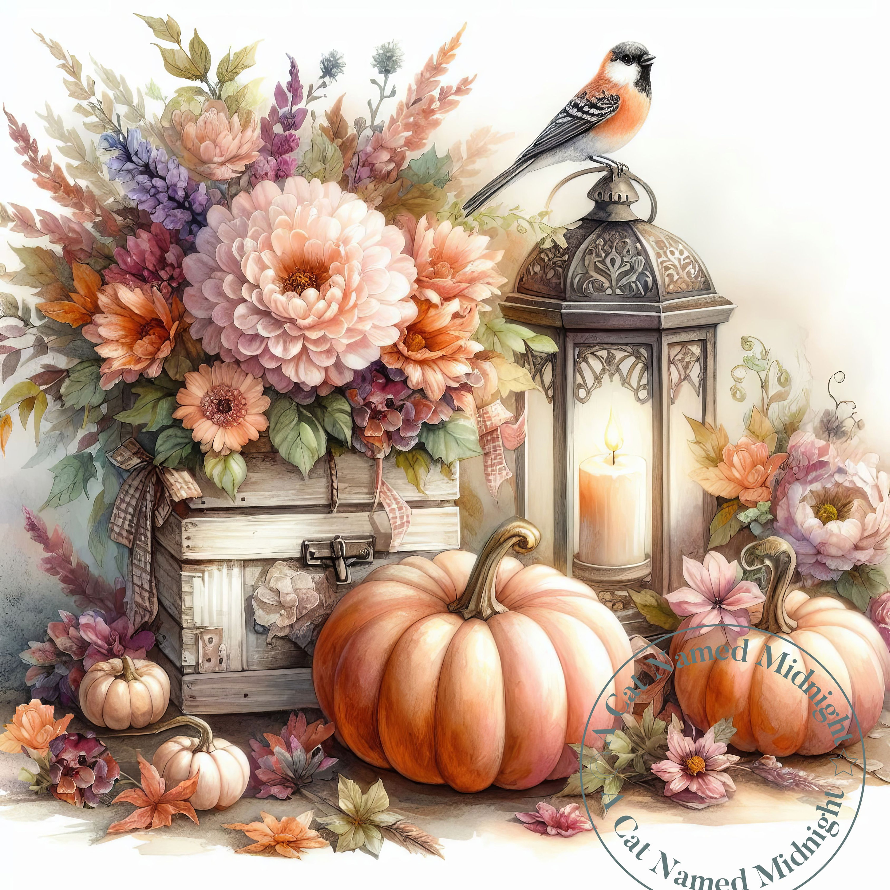 Pumpkins Clipart 12 Images Watercolor Shabby Chic Fall Clip Art Floral ...