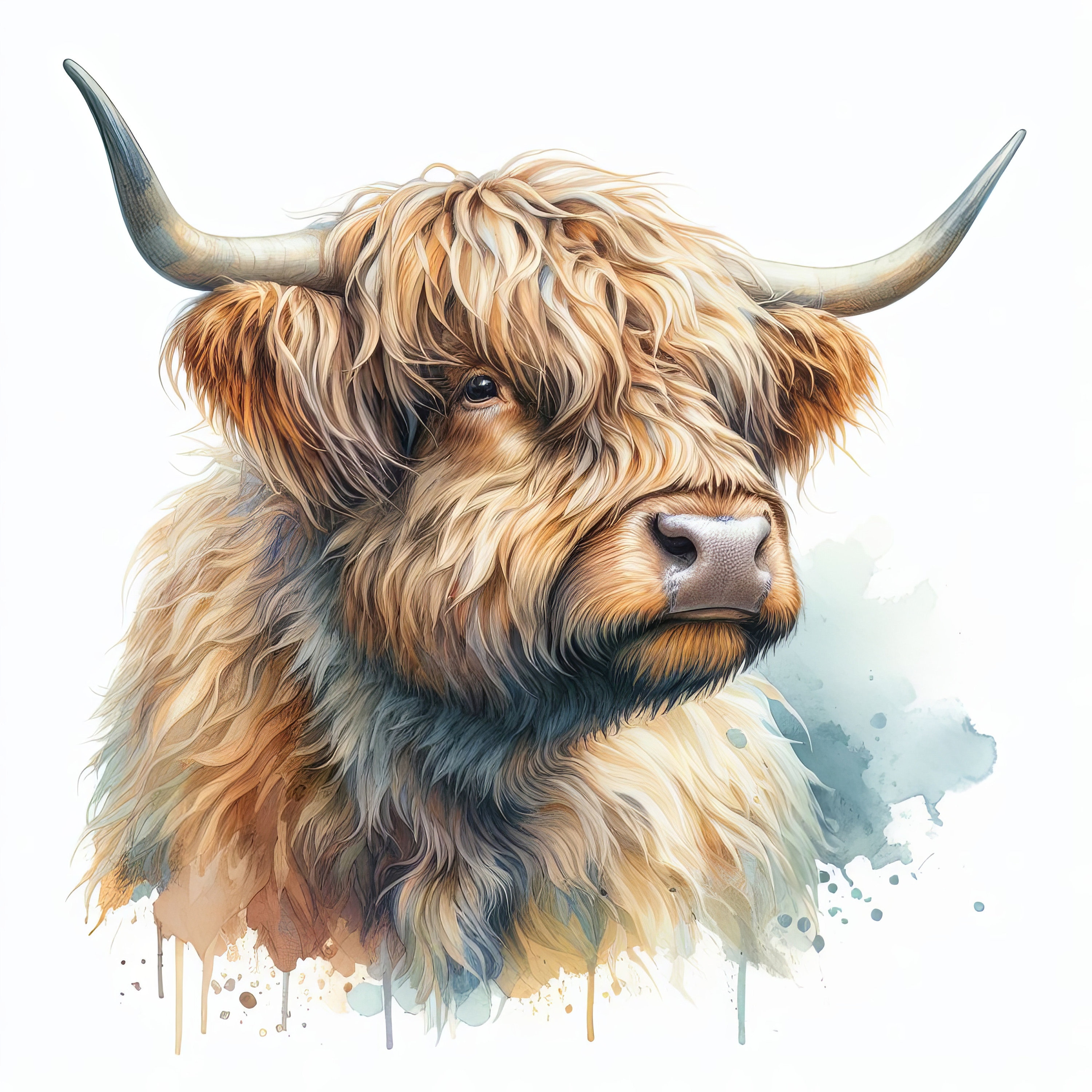 Watercolor Highland Cow Clipart Watercolor Highland Cow Clip Art ...