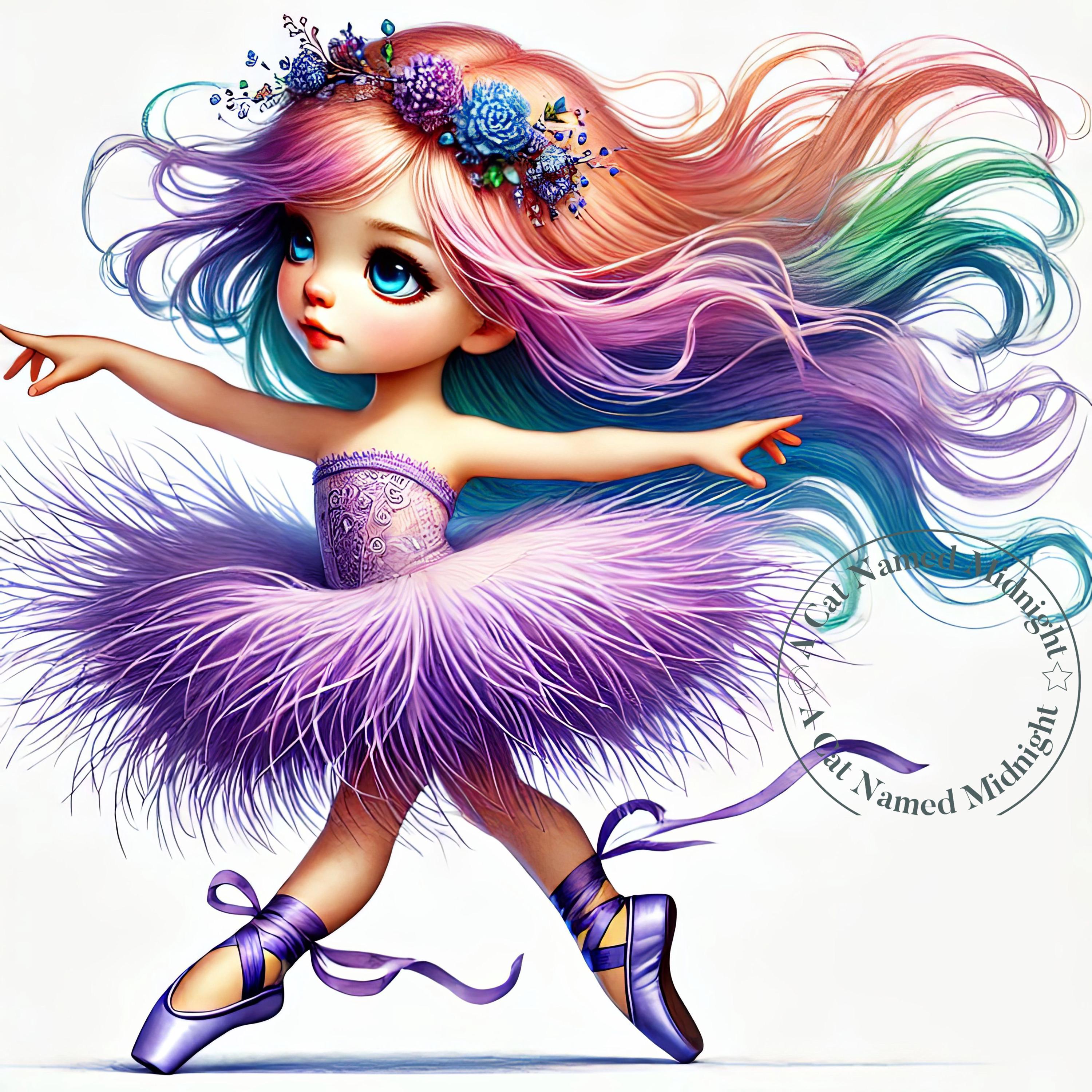 Little Girl Ballerina Clipart 10 High Quality Jpgs Whimsical Watercolor ...