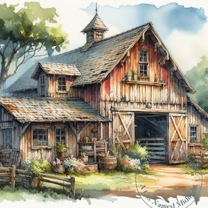 16 Old Barn Clipart Bundle Vintage Clip Art Rustic Barn Images ...