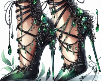 14 JPG Tacchi alti Clipart Acquerello Tacchi alti Clip Art Varietà Bundle Immagini di scarpe da donna Matrimonio Scaricabile Stampabile