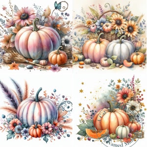 17 Pumpkin Clipart JPG Images Watercolor Shabby Chic Fall Clip Art ...