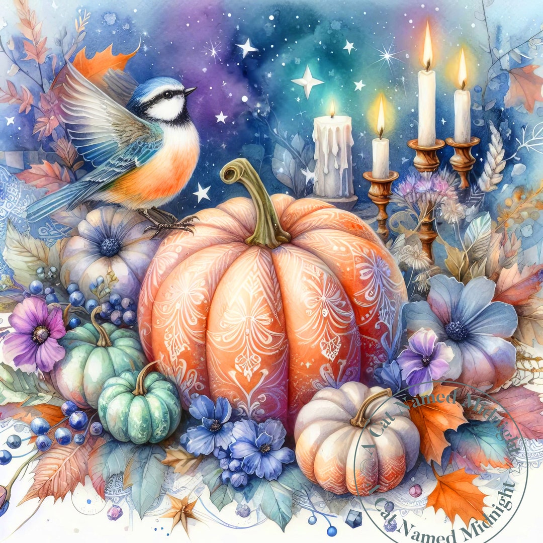 Pumpkins Clipart 12 Images Watercolor Shabby Chic Fall Clip Art Floral ...