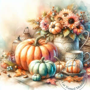 Pumpkins Clipart 10 Images Watercolor Shabby Chic Fall Clip Art Floral ...
