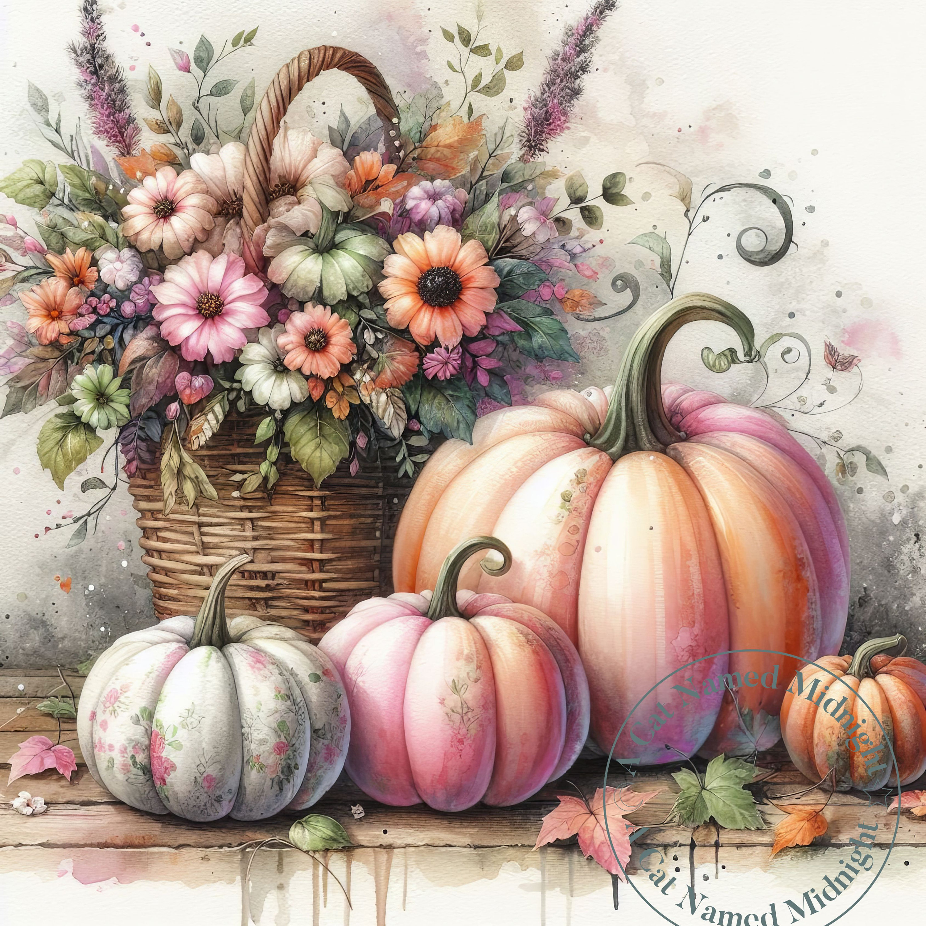 Watercolor Pumpkin Clipart 9 Images Shabby Chic Pumpkins Fall Floral ...