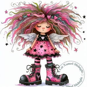 Quirky Girl Angel Clipart 13 High Quality JPGs Whimsical Watercolor Clip Art Images Nursery Art Bundle Digital Download Printable Funny Girl