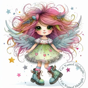 Quirky Girl Angel Clipart 18 High Quality JPGs Whimsical Watercolor Clipart Images Nursery Art Bundle Digital Download Printable Funny Girl
