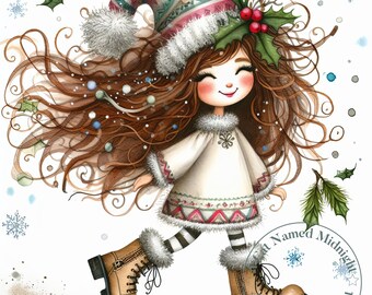 風変わりなクリスマスガールクリップアート 12 JPG 気まぐれな女の子の