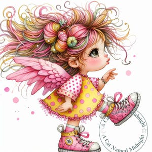 Quirky Girl Angels Clipart 12 High Quality JPGs Whimsical Watercolor Clipart Images Nursery Art Bundle Digital Download Printable Funny Girl