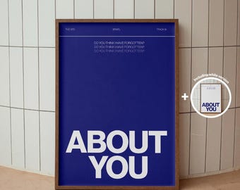 Póster de The 1975 About You, decoración estética de habitaciones, arte de pared minimalista, impresión de dormitorio inspirada en la música, póster de Matty Healy en color azul, arte pop rock