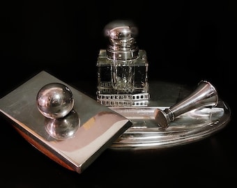 Set d'Écriture Antique en Argent des Années 1920