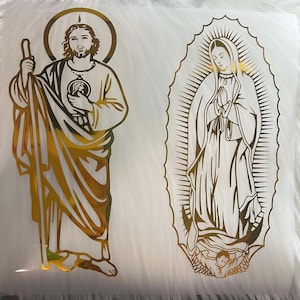 Combo San Judas Tadeo, Virgen de Guadalupe calcamonia, St. Jude Thaddeus, Lady of Guadalupe sticker, calcamonia para carro