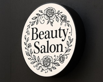 Custom LED Light Box Sign: Round Illuminated Wall Logo for Salon