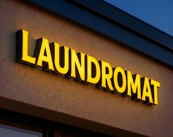 Illuminated Laundromat Sign – Custom LED Sign | Frontlit or Backlit Letters