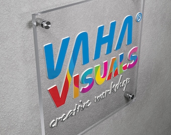 Custom Acrylic Cut Out Logo Sign, Business Office Decor, Corporate Signage, Clear Personalized Acrylic Plaque, Business Logo Sign Signage