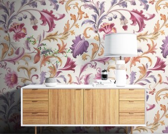 Removable Wallpaper, Colorful Beautiful Floral - Peel & Stick, Reusable, Self Adhesive, 26" Panels, Easy Install, Seamless