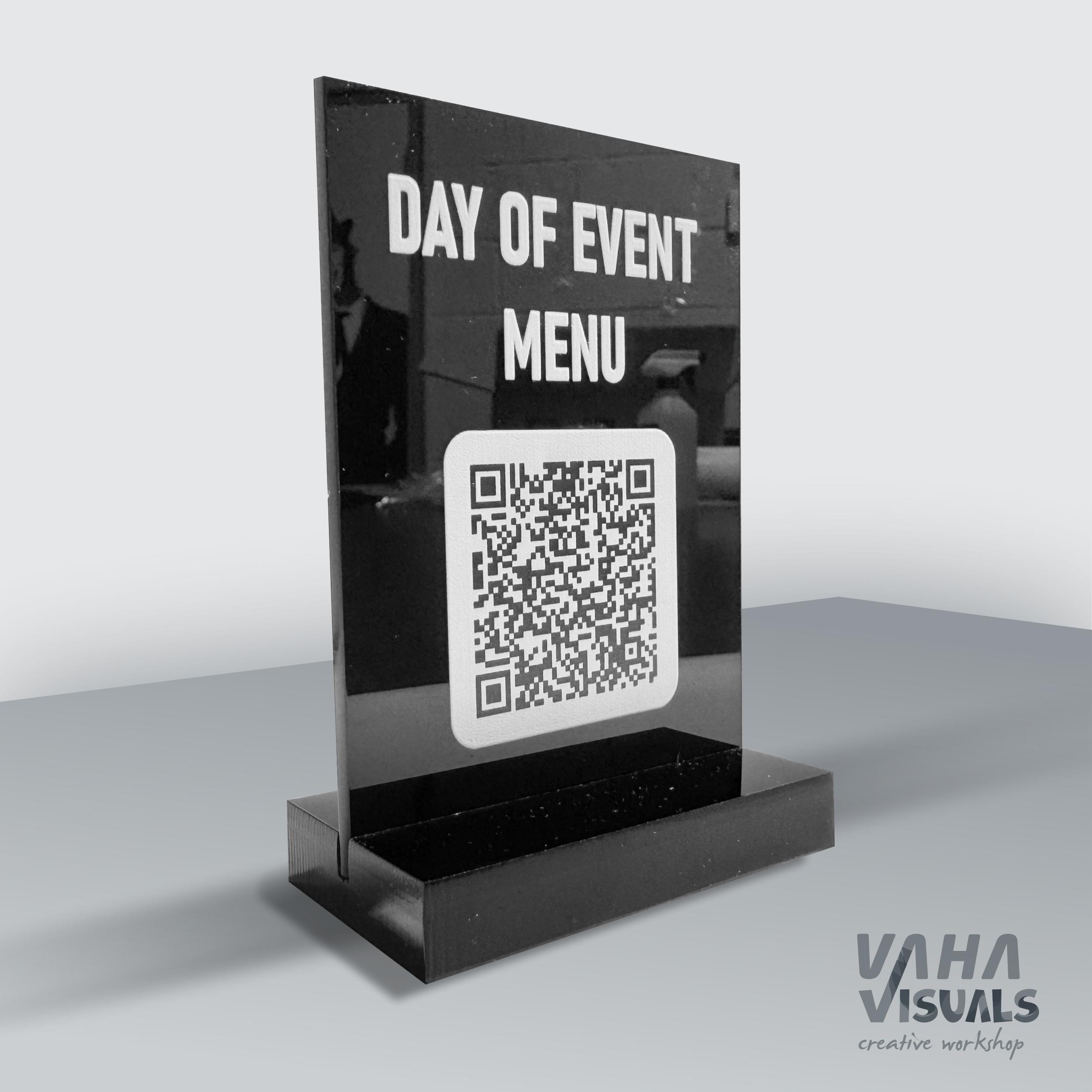 Custom Black Acrylic Tabletop Sign: QR Code, Menu, Logo Display - Etsy