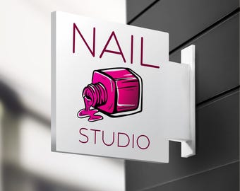 Double-Sided Nail Salon Blade Sign: Custom Outdoor Business Sign