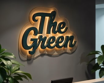 Custom LED Backlit Logo Sign: 3D Acrylic Wall Decor
