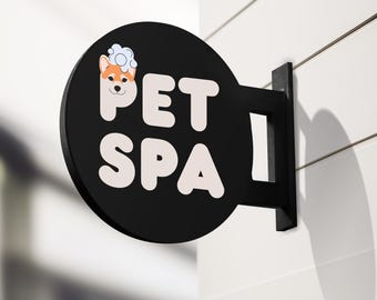 Double-Sided Pet Spa Blade Sign: Custom Grooming Salon Decor