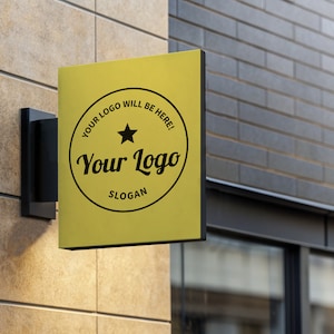 Custom Yellow Square Sign, Personalized Logo Printed Round Blade Sign, Custom Sign Wall Art, Indoor Outdoor sign, Boutique Sign &Yellow Sign