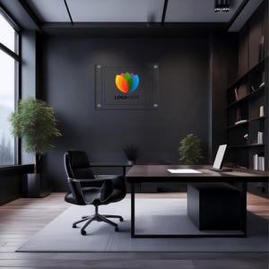 Custom Acrylic Business Logo Sign - Office Door Decor - Clear Frosted Design - Corporate Signage - Unique Gift Rectangle Acrylic Sign