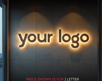 Custom Back-Lit Channel Letter Sign – Personalized LED Business Logo, Choose Font, Color & Size – Outdoor Illuminated Storefront Signage