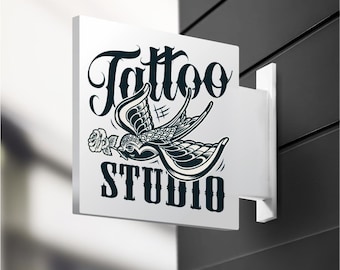 Double-Sided Tattoo Parlour Blade Sign: Custom Outdoor Business Sign