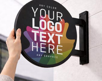 Custom Blade Sign - Double Sided Outdoor Business Sign, Storefront Logo Sign, Wall Mounted Commercial Sign - Salon, Bar, or Retail Shop Sign