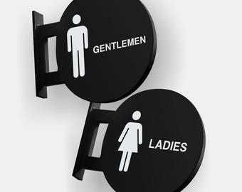 Men and Woman Bathrooms 2 pcs Set Signs Double Sided Outdoor Indoor PVC Sign, Storefront Logo Sign, Restaurant,Gas Station Wall Mounted Sign