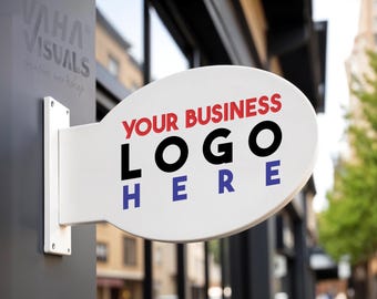 Custom Oval Blade Sign: Double Sided Business Logo, Indoor Outdoor PVC