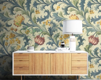 Removable Wallpaper, Beautiful Colorful Floral - Peel & Stick, Reusable, Self Adhesive, 26" Panels, Easy Install, Seamless