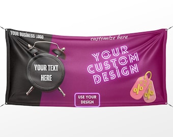 Custom Banner Display, Polyester/Vinyl  - Personalized Advertising Sign - Indoor/Outdoor - Image/Logo/Text - Heavy Duty, Building Banner