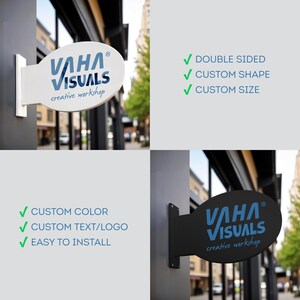 Custom Blade Sign - Double Sided Outdoor Business Sign, Storefront Logo Sign, Wall Mounted Commercial Sign - Salon, Bar, or Retail Shop Sign image 7