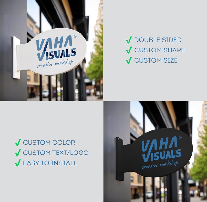 Custom Blade Sign - Double Sided Outdoor Business Sign, Storefront Logo Sign, Wall Mounted Commercial Sign - Salon, Bar, or Retail Shop Sign image 7