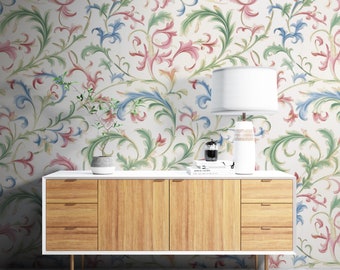 Floral Flower Colorful, Removable Wallpaper - Peel & Stick, , Self Adhesive, 26" Panels, Easy Install, Seamless