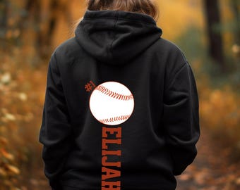 Baseball Mom With Kids Name and Jersey Number Hoodie Baseball Season Shirt Personalizowany prezent Sports Mom Shirt Baseball Shirt Baseball Team