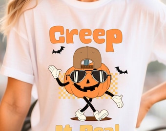 Retro Halloween Shirt Pumpkin Shirt Halloween Shirt for Women Fall Shirt Halloween Retro Trendy Shirt Creep It Real Vintage Halloween