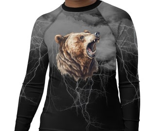 Bear BJJ Rash Guard, Rash Guard Youth, Jiujitsu, Rash Guards, Brazilian Jiu Jitsu, Funny rash guard, Bear Lightening Animal Shirt,