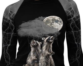 BJJ Rashguard, Rash Guard Women, Jiujitsu, Brazilian Jiu Jitsu, Rash Guard, Ladies rash guard, BJJ, Raccoon Moon Rash Guard, Gift For Her