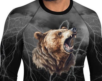 BJJ Rashguard, Rash Guard Mens, Jiujitsu, Rash Guards, Martial Arts, Brazilian Jiu Jitsu, Rash Guard, Funny rash guard, BJJ, Bear Lightening