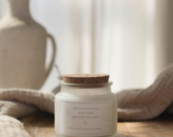 Pregnancy Announcement Candle – Original announcement idea for grandparents, godmother or godfather – Handmade in Quebec – White Tea