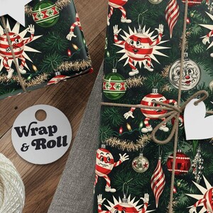 Funny Grumpy Ornament Wrapping Paper | Sarcastic Christmas Gift Wrap | Retro Cartoon Holiday | Bah Humbug Gag Gift
