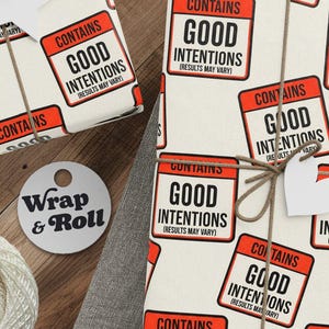 Lustiges Geschenkpapier mit Warnhinweis | Gag-Geschenkpapier mit guten Absichten | Sarkastisches Papier für alle Anlässe | Ironischer Humor
