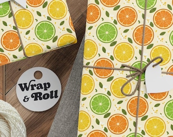Citrus Slices Wrapping Paper | Summer Fruit Gift Wrap | Main Squeeze Bridal Shower Paper for Birthdays and Kitchen Gifts