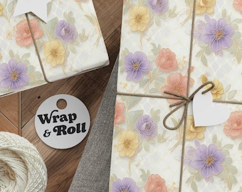 Pastel Peony Bridesmaid Proposal Wrap | 3D Effect Floral Gift Wrap | Aesthetic Wedding Stationery for Bridal Showers & Anniversaries