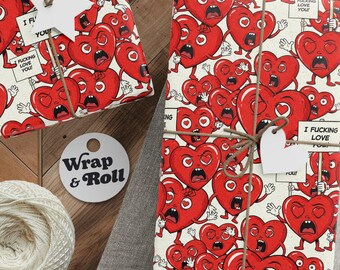 Funny I Fucking Love You Wrapping Paper | Adult Humor Gift Wrap | Sarcastic Valentine's Day Paper | anniversary
