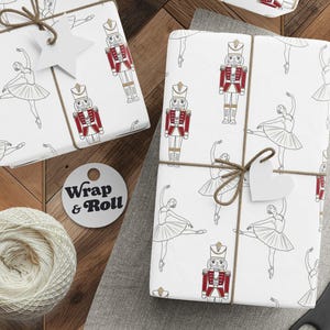 Elegant Notenkraker-inpakpapier | Ballerina-kerstinpakpapier | Klassiek vakantiepapier | Cadeau voor een danseresrecital
